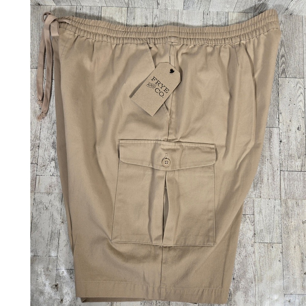Frye and Co Mens Cornstalk Tan Cargo Shorts Elastic Waist Size 38 110033630